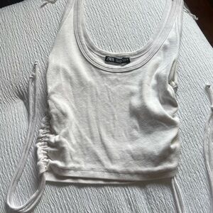 Zara White Sleeveless Top